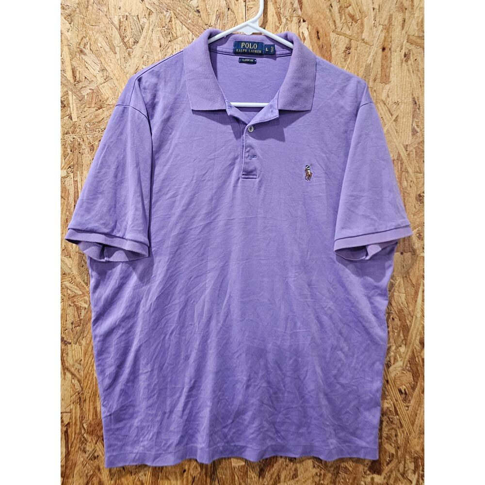 Y2K Polo Ralph Lauren Classic Fit Lavender Polo Shirt Size M Preppy Aesthetic